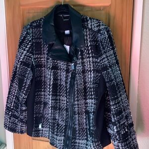 NWT Chico’s MOTO Tweed and Faux Leather Jacket